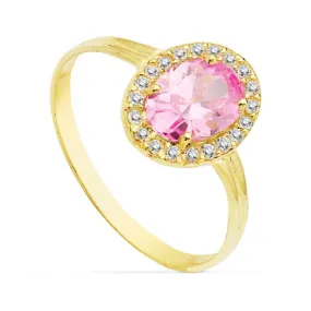 Anillo piedra rosa 18k