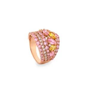 Anillos con piedras de cuatro carriles en tono rosa
