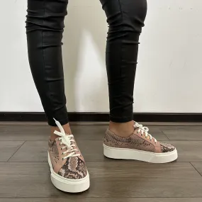 Atlanta Rosado Textura Cuero Zapatilla