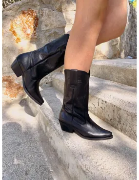 Black leather cowboy boots - RANS