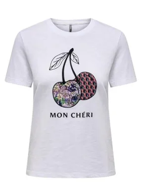 Only Philine Blanco Mon Chéri Camiseta Mujer
