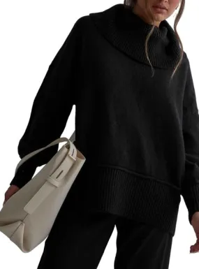 Hazel Cowlneck Top in Black for Women from Jersey Collection.