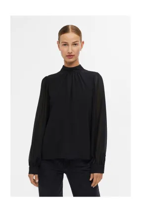 Long Sleeve Black Blouse OBJMILA
