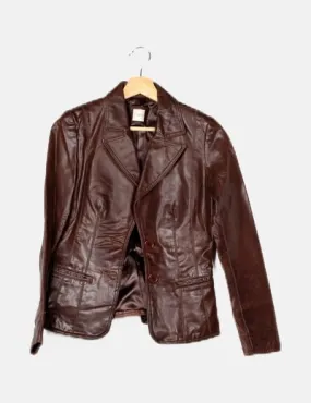 Brown leather New Look blazer