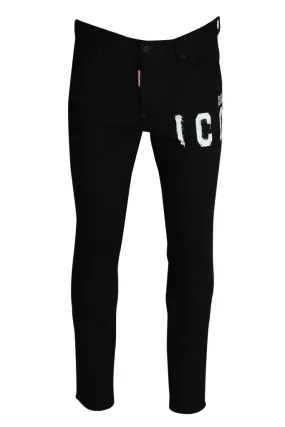 Pantalón vaquero negro skater jean con logo icon spray