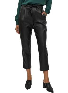 Vila Vinille Faux Leather Women's Black Pants