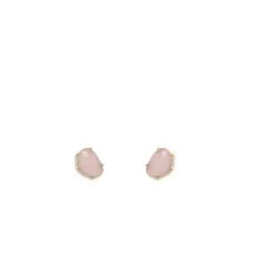 Pendientes botón con cuarzo adamantino rosa